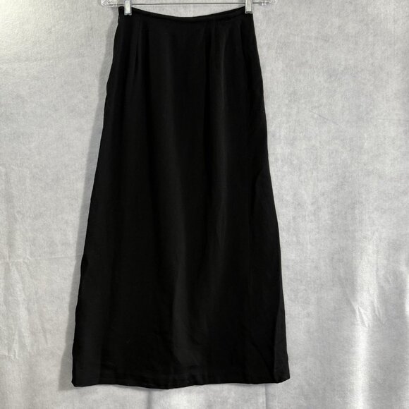 LINDA ALLARD Ellen Tracy Women Wool Maxi Pencil Skirt Sz 4 Black Career 59-6 - Picture 2 of 13